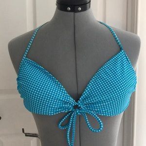 Blue and white gingham bathing suit top
